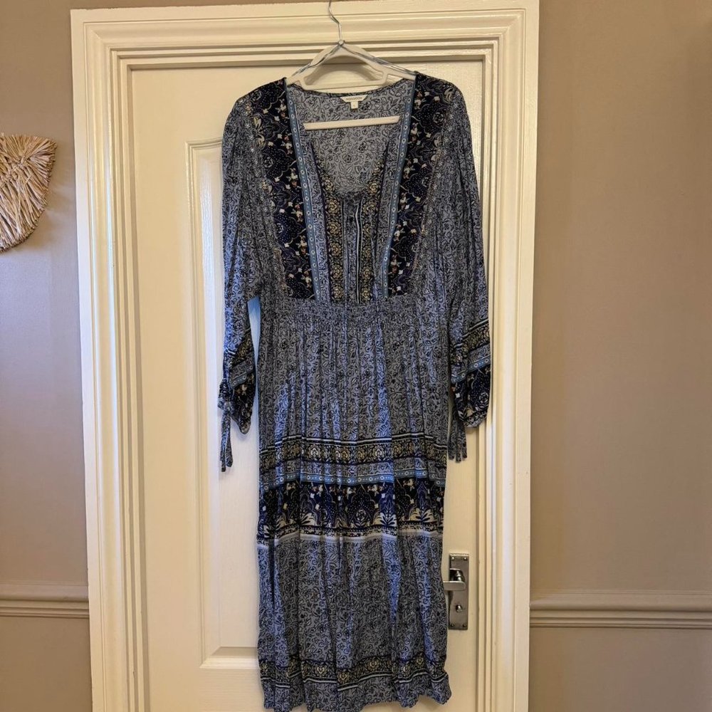 Monsoon Women's Blue and White Dress